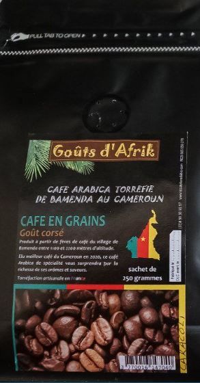 Café arabica de spécialité torréfié en grains du Cameroun  / Prix de 250G